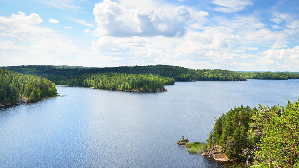 Landscape of Saimaa lake from above, Finland